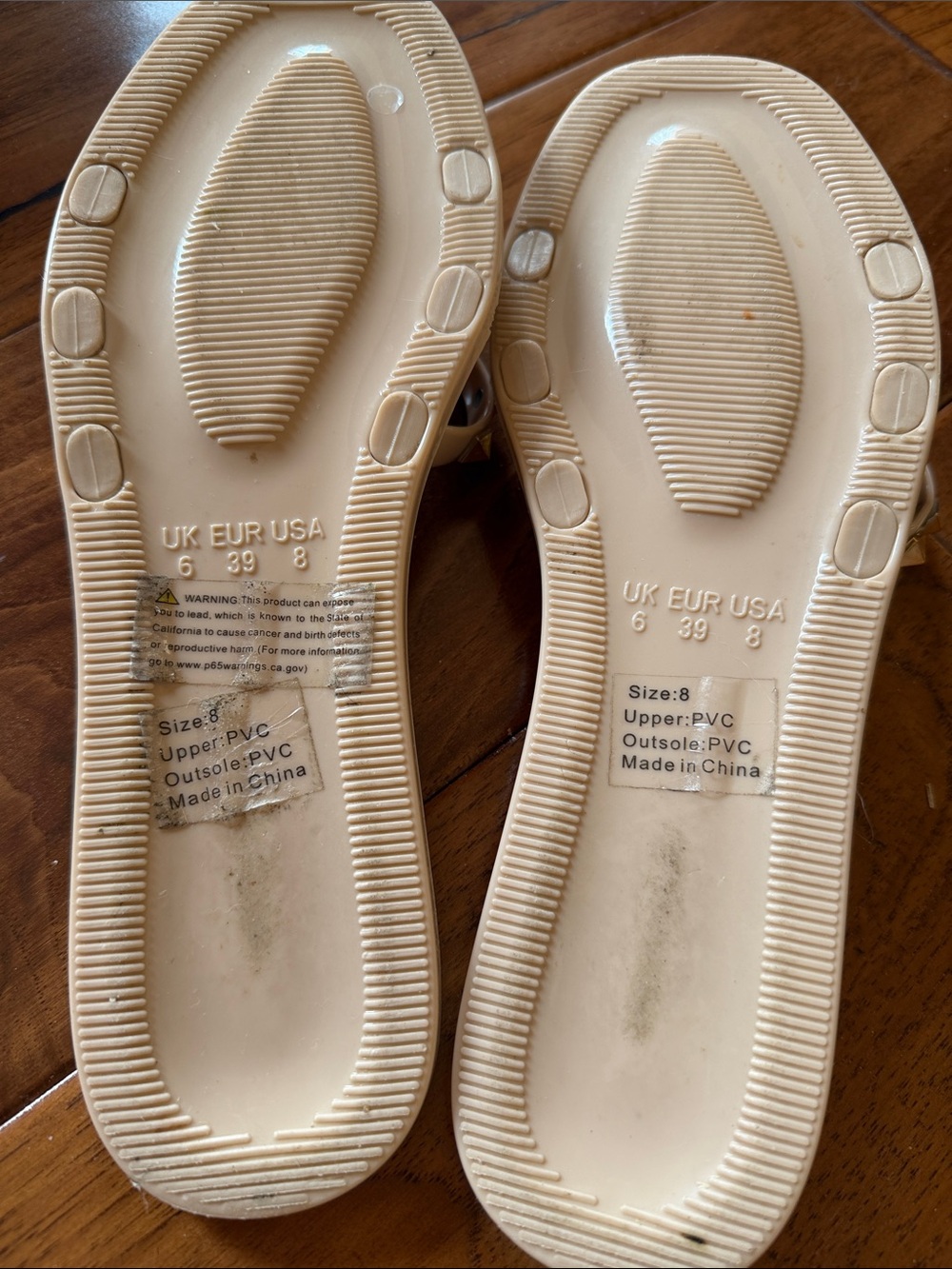 Beige Studded Valentino style Triple-Strap Slide Sandals for Women. - Picture 4 of 4